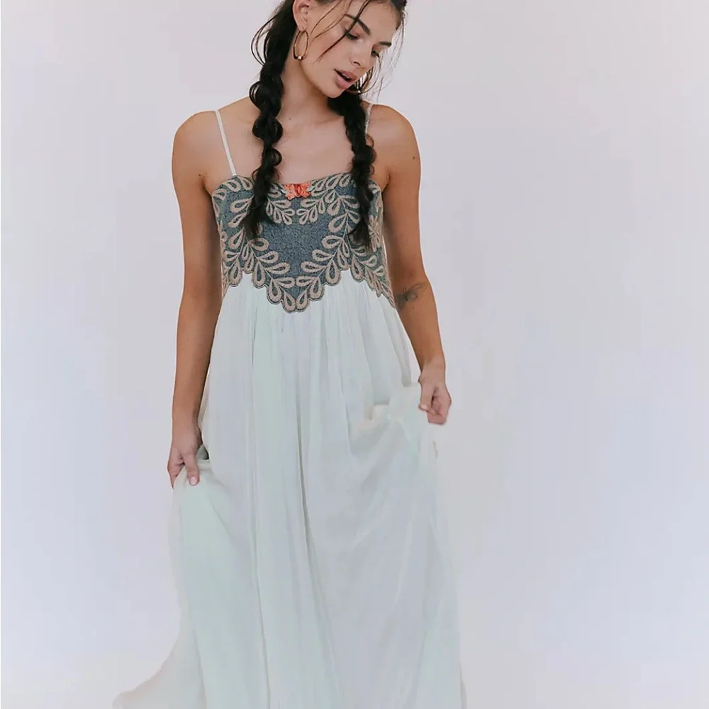 Free People Viral Emery Embroidered Maxi Dress - Picture 1 of 10
